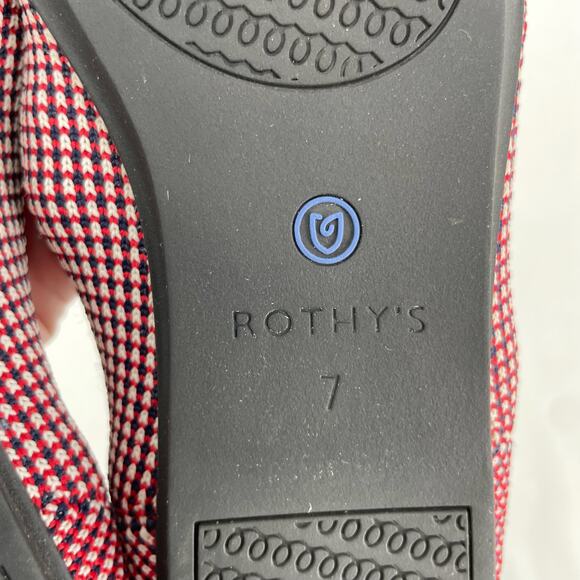 Rothy’s Mirror Stripe Red White Blue Round Toe Flats Special Edition Shoe Size 7 - Picture 11 of 14